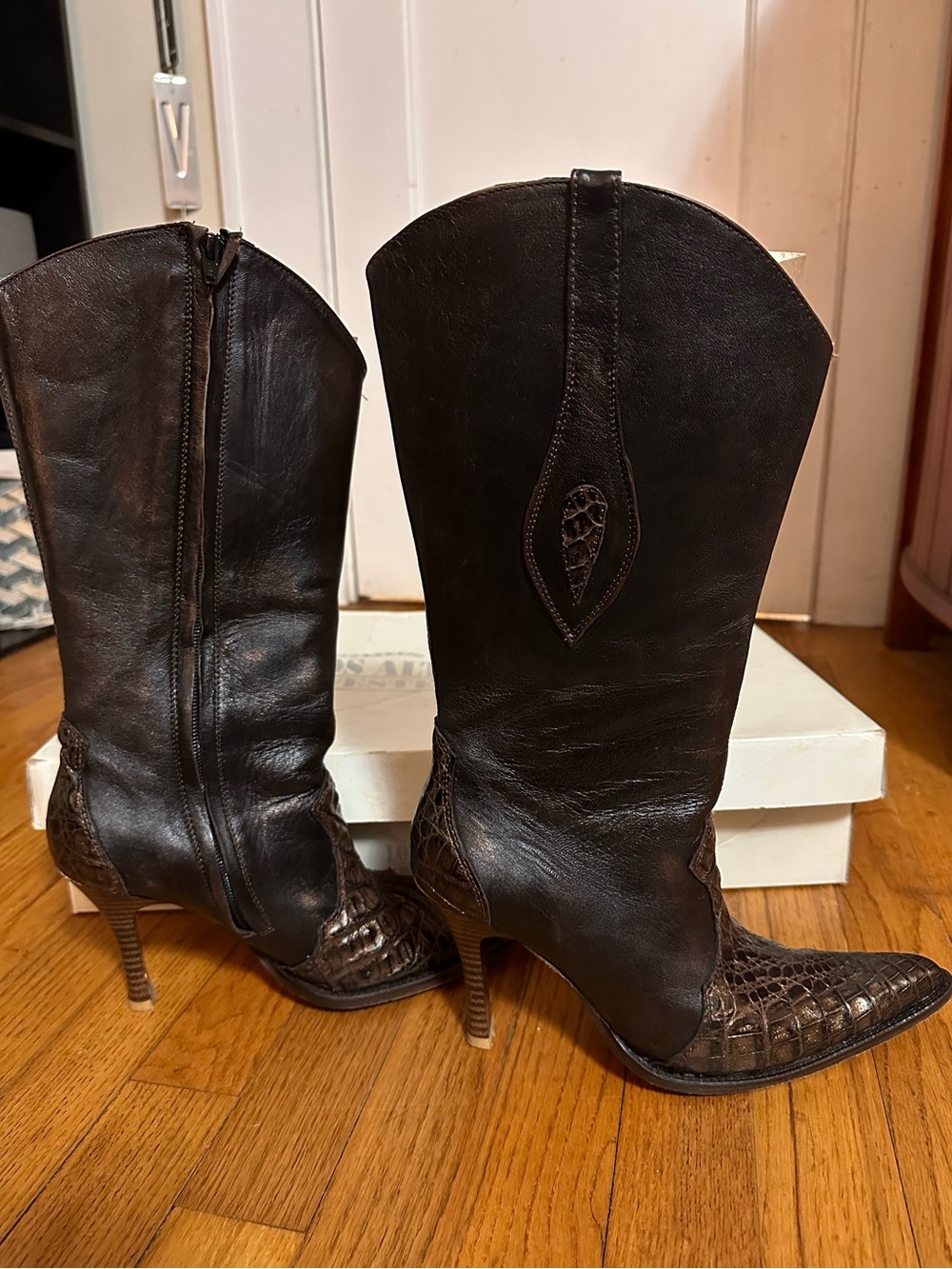Genuine Caiman Leather Western Boots